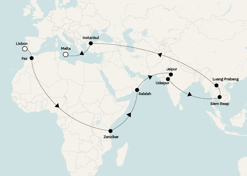 Ancient Kingdoms & Dynasties: A Journey by Private Jet map