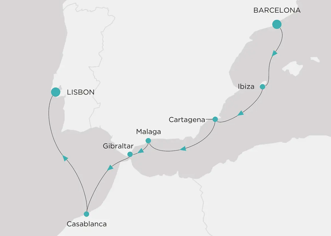 Barcelona to Lisbon Map