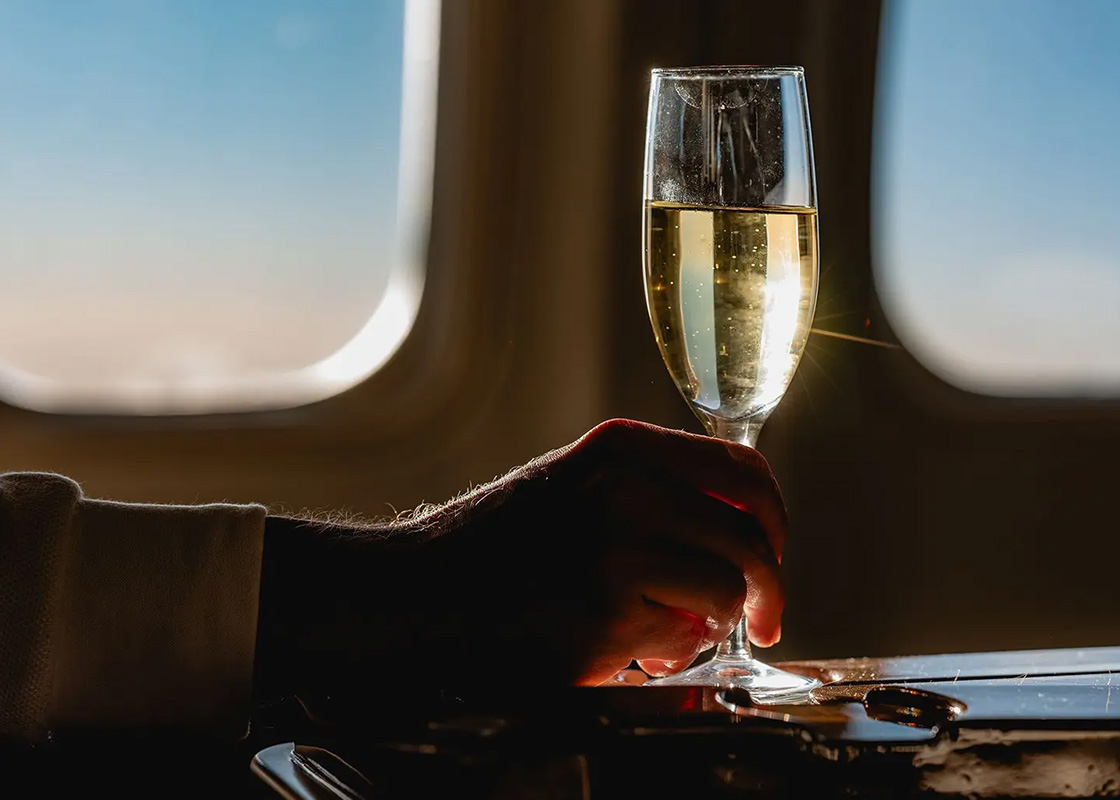 In-flight champagne